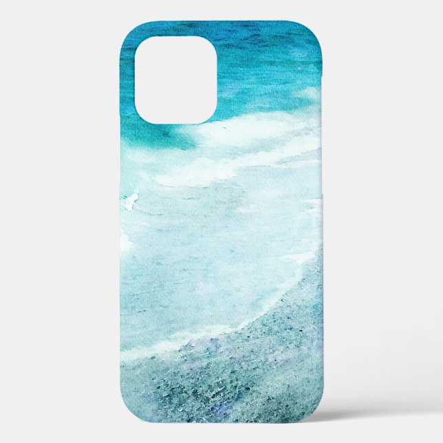 Coques Case-Mate iPhone Plage Retro - Océan bleu Turquoise côtier Aquarell (Verso)