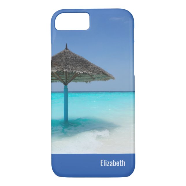 Coques Case-Mate iPhone Plage tropicale pittoresque avec parapluie de chau (Dos)