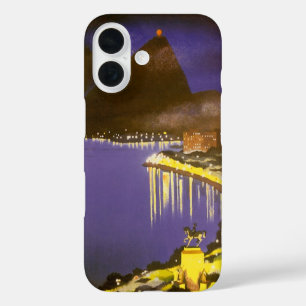Coque Pour iPhone 16 Plage vintage la nuit à Rio de Janeiro, Brésil