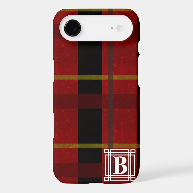 Coques Case-Mate iPhone Plaid avec le monogramme blanc (Verso)