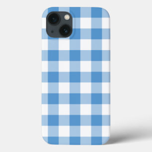 Etui iPhone Case-Mate Plaid bleu clair et blanc En vichy
