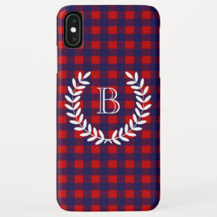 Case-Mate iPhone Case Plaid de buffle bleu et rouge Preppy   Monogramme