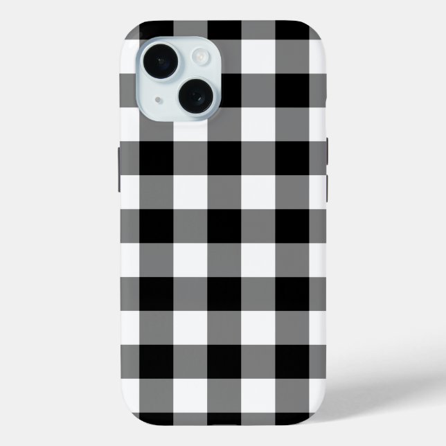 Coques Case-Mate iPhone Plaid de buffle noir et blanc (Verso)