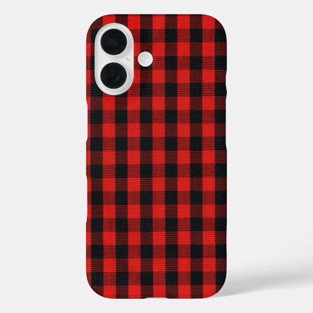 Coques Case-Mate iPhone Plaid de buffle rouge et noir (Verso)