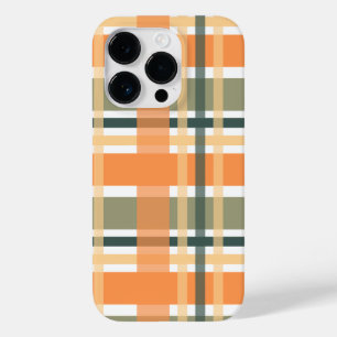 Coque Pour iPhone 14 Pro plaid de clan écossais orange vert à carreaux 