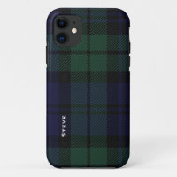 Plaid de tartan noir de montre