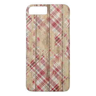 Coque iPhone 7 Plus Plaid et bois