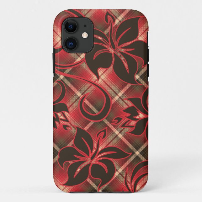 Coques Case-Mate iPhone Plaid hawaïen de ketmie de Mauna LOA (Dos)