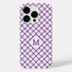 Coque Pour iPhone 14 Pro Plaid Monogramme personnalisé / Motif Tartan