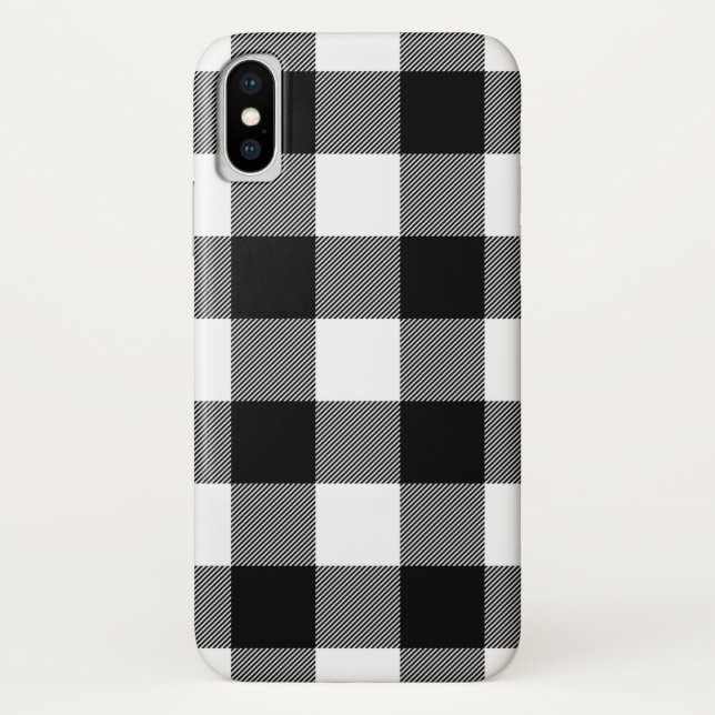 Coques Case-Mate iPhone Plaid noir et blanc (Dos)