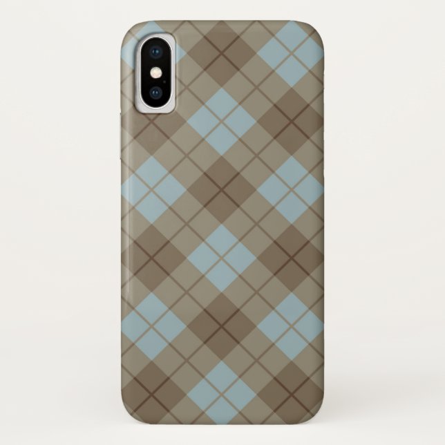 Coques Case-Mate iPhone Plaid polarisé dans le bleu et le brun (Dos)