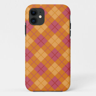 Coque iPhone 11 Plaid polarisé dans l'orange et le rose