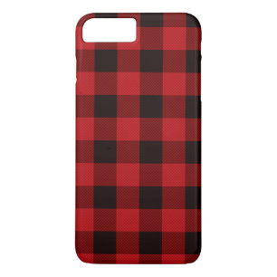 Coque iPhone 7 Plus Plaid rustique de buffle rouge et noir