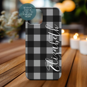 Coque Pour iPhone 15 Plaid rustique rouge et noir de buffle - peut modi