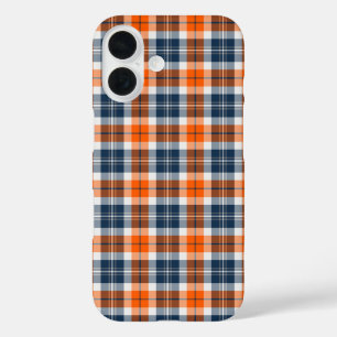 Coque Pour iPhone 16 Plaid sportif orange et bleu