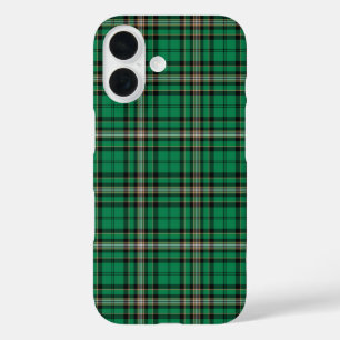 Coque Pour iPhone 16 Plaid sportif vert et noir