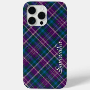 Coque iPhone 15 Pro Max Plaid violet, bleu et vert