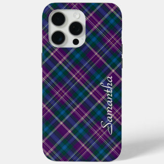 Coque iPhone 15 Pro Max Plaid violet, bleu et vert