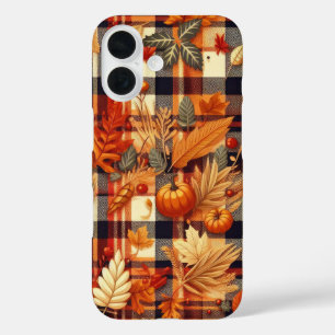 Coque Pour iPhone 16 Plaids d'automne citrouille Maple Feuille