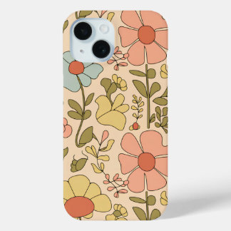 Coque Pour iPhone 15 Plaisir Floral Rétro | Modèle Floral vintage