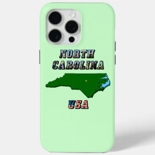 Coque iPhone 15 Pro Max Plan de Caroline du Nord - Plan, photo et texte du