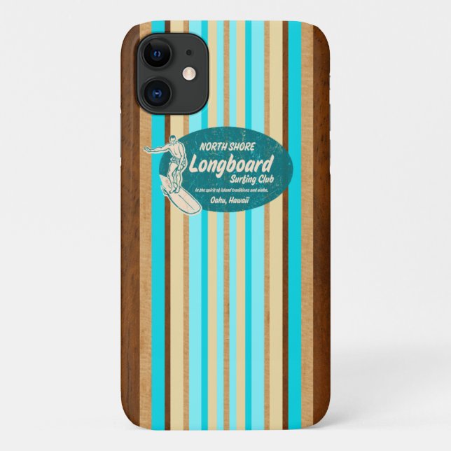 Coques Case-Mate iPhone Planche de surf de pipeline Hawaiian Stripes Aqua (Dos)