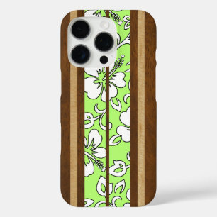 Coques iPhone 16 Pro Planche de surf hawaïenne en bois de Faux de