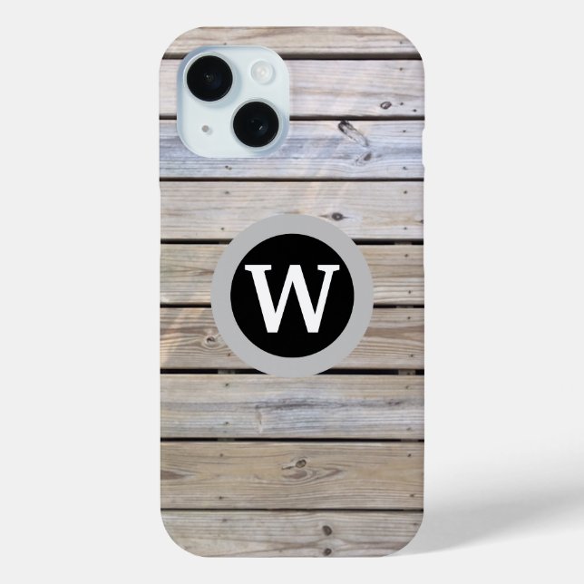 Coques Case-Mate iPhone Planches de bois clair Monogramme (Verso)
