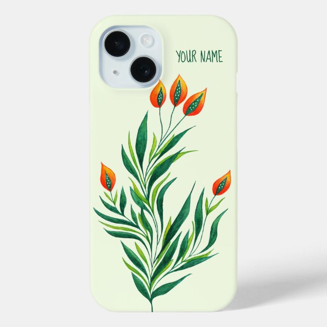 Coques Case-Mate iPhone Plante vert Orange Buds Nom botanique Abstrait (Verso)