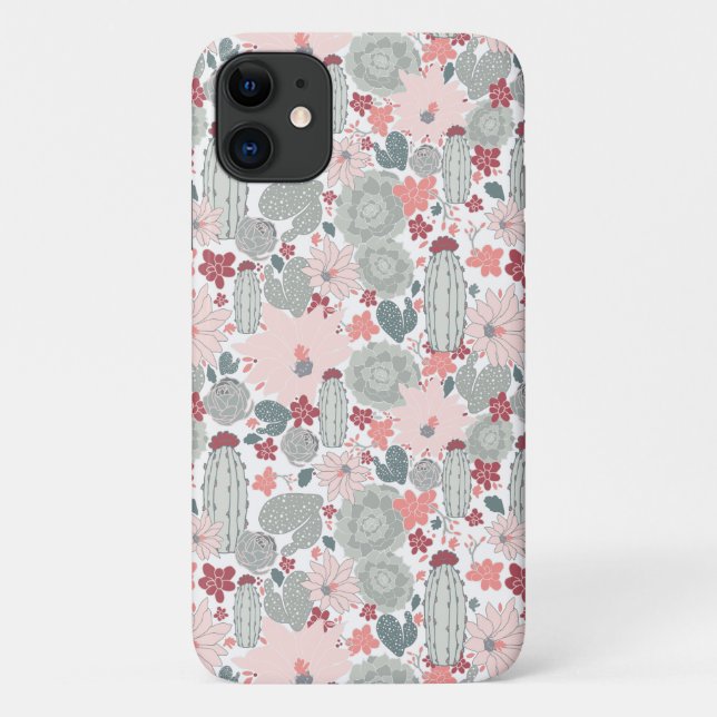 Coques Case-Mate iPhone Plantes du désert Cactus Pink Mint Succulents (Dos)