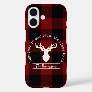 Coque Pour iPhone 16 Plaque de ferme carreaux rouge noir Buffalo Nom de