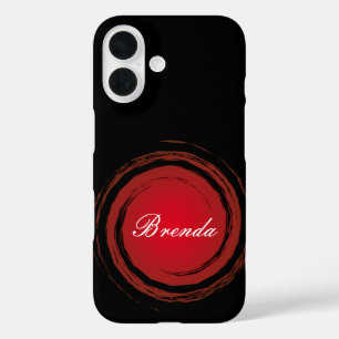 Coque Pour iPhone 16 Plaque de nom Sun Cercle rouge à torsion