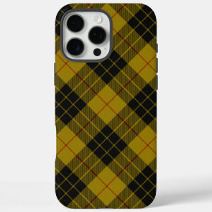 Coques iPhone 16 Pro Max Plaque noire jaune tartan MacLeod