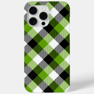 Coque iPhone 15 Pro Max Plaques Tartan simples Vert néon