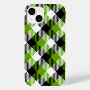 Coque Pour iPhone 14 Plaques Tartan simples Vert néon