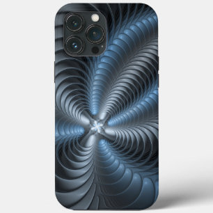 Case-Mate iPhone Case Plastique bleu gris 3D Fractal Art moderne Abstrai