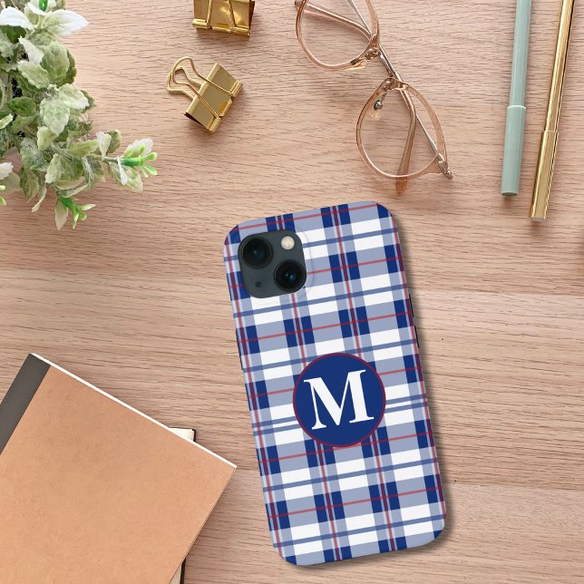 Coques Case-Mate iPhone Plat de monogramme rouge, blanc et bleu (Créateur téléchargé)