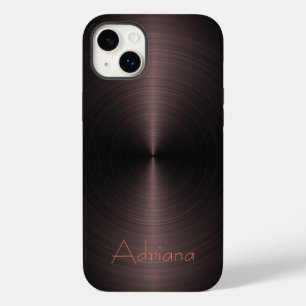 Coque Pour iPhone 14 Plus Platine bronze et noir acier inoxydable métal