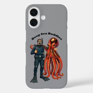 Coque Pour iPhone 16 Plongeur en scaphandre autonome posant avec un éno