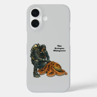 Coque Pour iPhone 16 Plongeur en scaphandre caressant un grand poulpe U