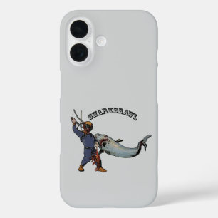 Coque Pour iPhone 16 Plongeur vintage combattant un requin sur un URM d