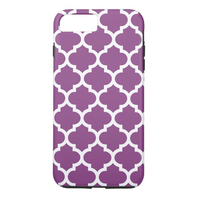 Coques Case-Mate iPhone Plum violet blanc Marocain Quatrefoil Motif #5 (Dos)