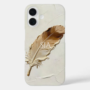 Coque Pour iPhone 16 Plume 3D Impasto Neutre Chaud Personnalisé