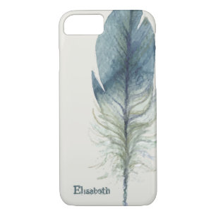 Coque Case-Mate Pour iPhone Plume d'aquarelle bleu dessinée à la main