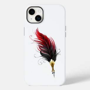 Coque Pour iPhone 14 Plus Plume rouge avec pointe en or