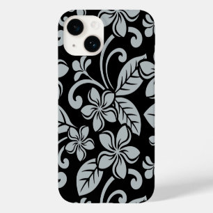 COQUE POUR iPhone 14 PLUMÉRIE DE L'ÎLE (NOIR/GRIS)