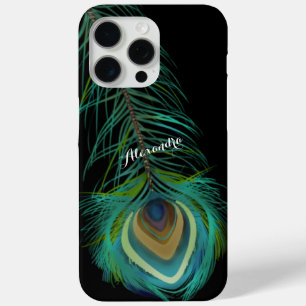 Coque iPhone 15 Pro Max Plumes de paon personnalisées