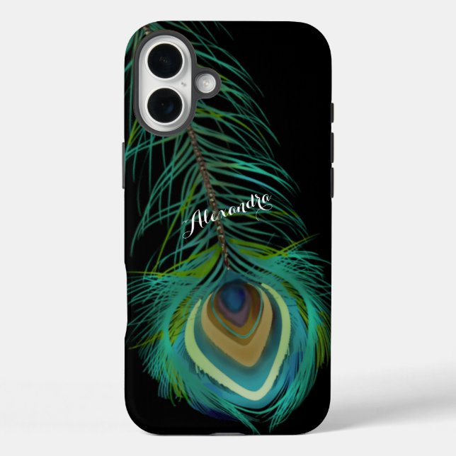 Coques Case-Mate iPhone Plumes de paon personnalisées (Verso)
