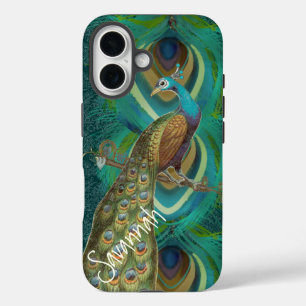Coques iPhone 16 Plumes de Peacock Retro Vintage Damask