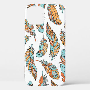 Case-Mate iPhone Case Plumes décoratives motif sans soudure. Main dessin